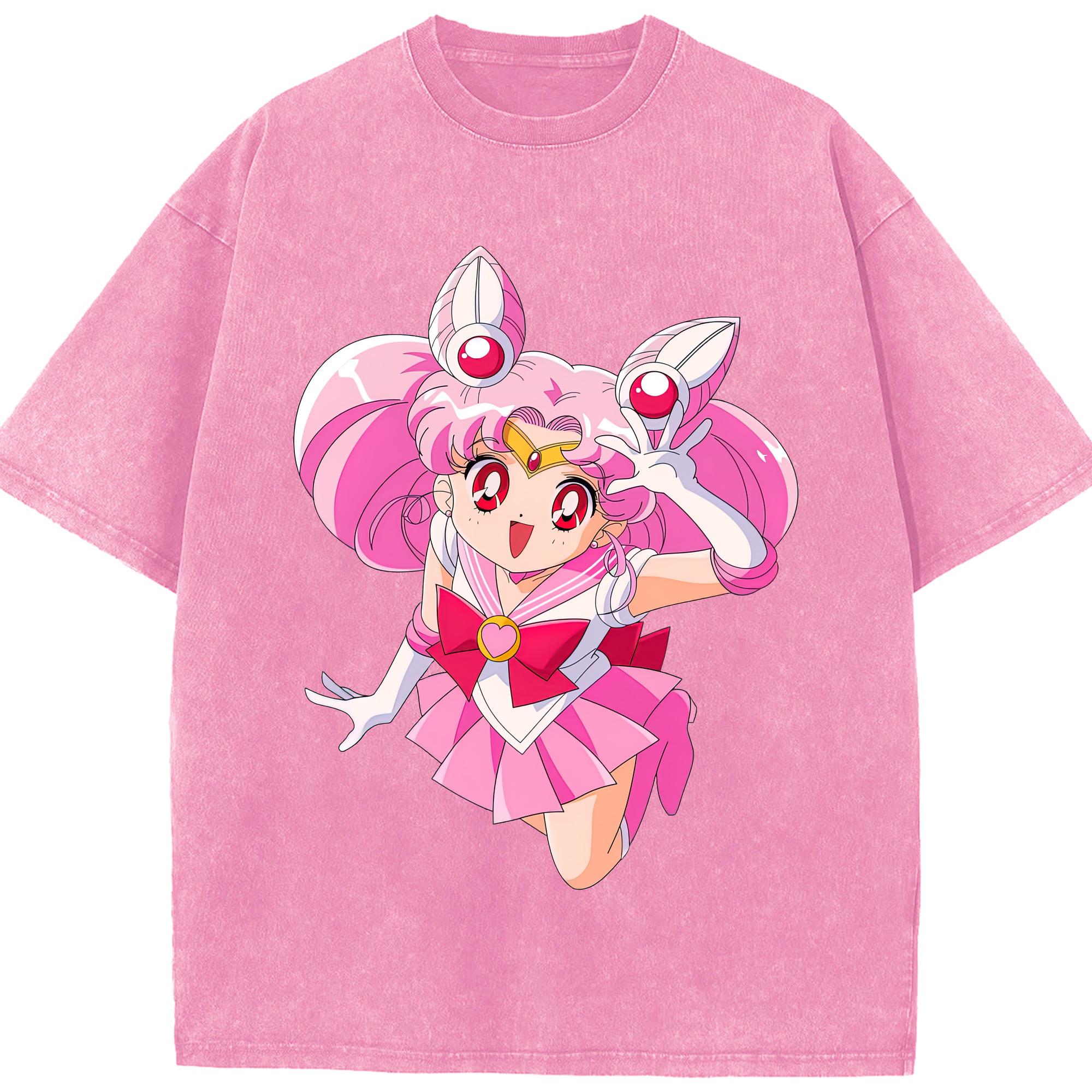 （画像用） 美少女戦士セーラームーン ちびうさ Sailor Moon Chibiusa Tsukino Usagi Small Lady Serenity 綿100% ヴィンテージ風 半袖Tシャツ（フロントプリント）